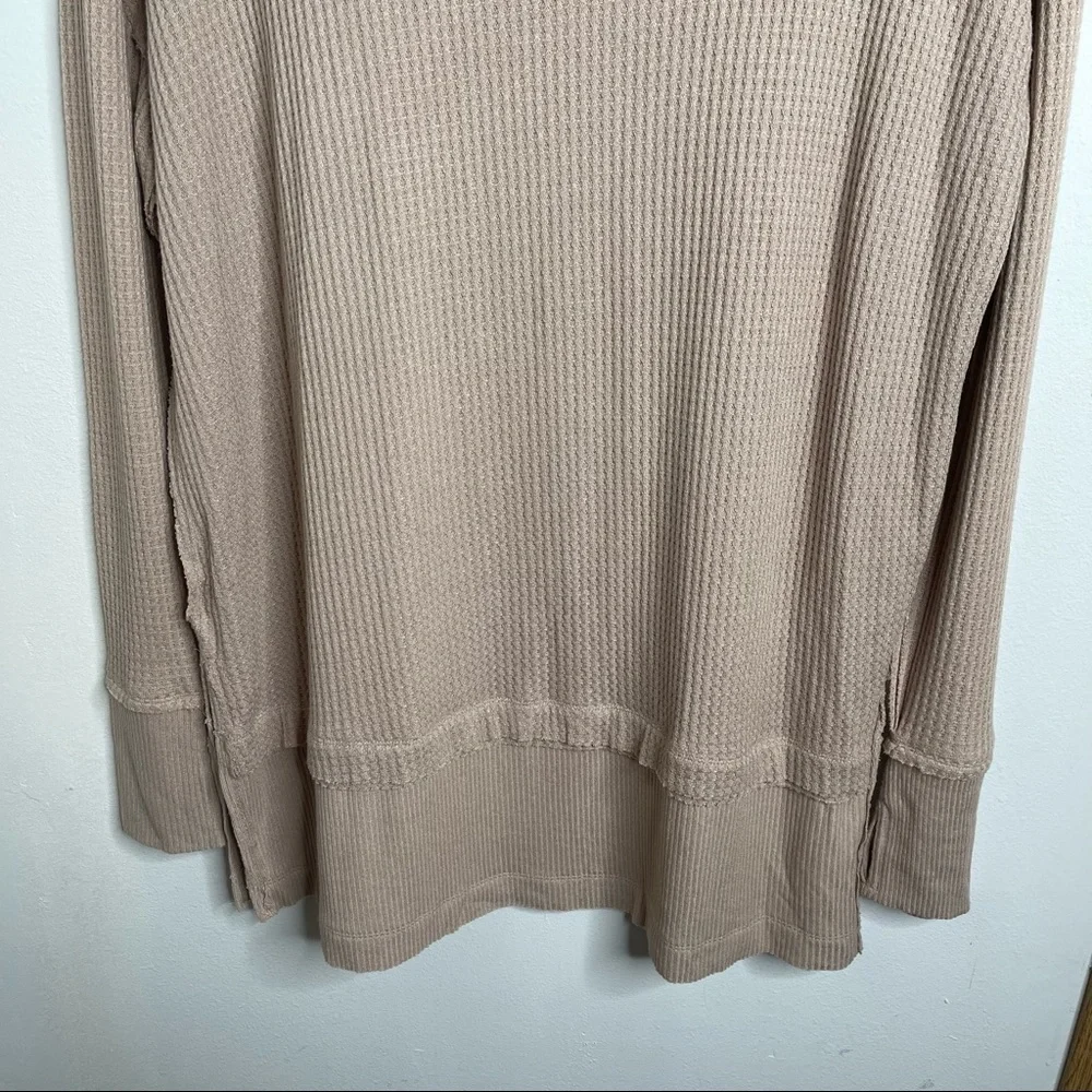 Free People Sand North Shore Thermal Knit Tunic Top  Oversized Sz L